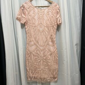 NWT Molly Bracken Pink Short Sleeved Gem Dress a249